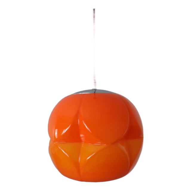 Orange Glass Ball Ceiling Lamp from Peill & Putzler, Germany, 1960s For Sale