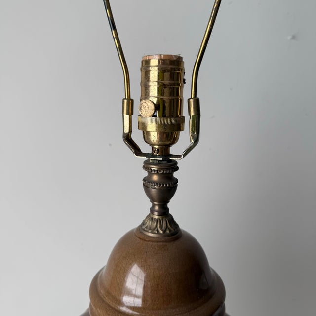 Metal 1970s Palm Tree Bamboo Relief Table Lamp For Sale - Image 7 of 10