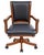 Vintage Traditional Black Leather Executive Swivel Desk Chair With Walnut Finish For Sale - Image 9 of 10