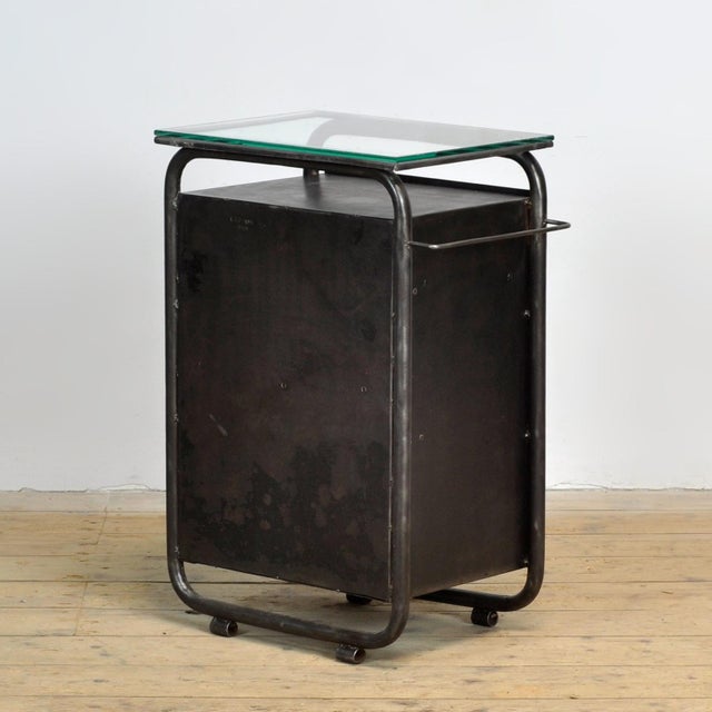 Bauhaus Bedside Tables in Iron and Glass, 1920s, Set of 2 For Sale - Image 15 of 16