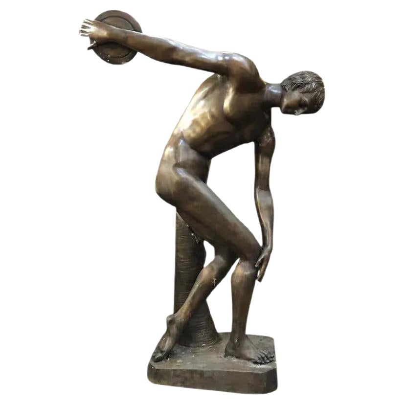 Life-Size Bronze Greek Discus Olympian Statue, 20th Century | Chairish