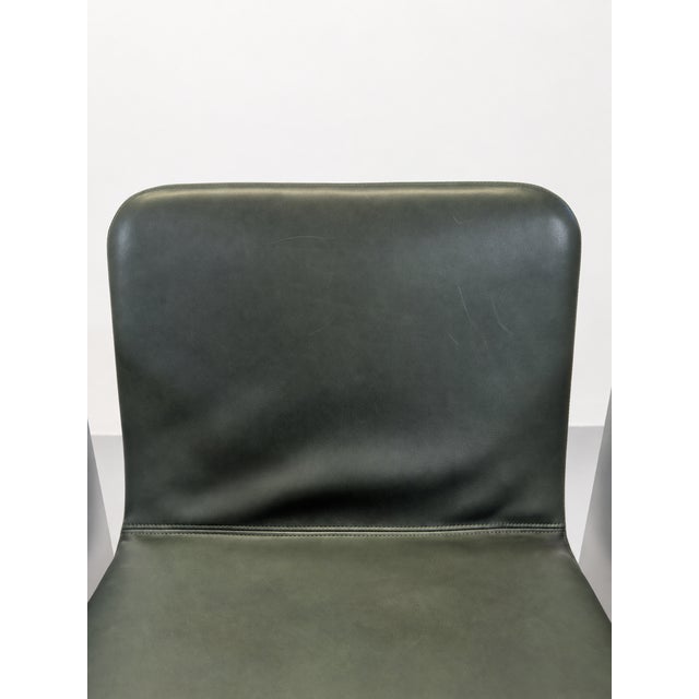 Forest Green Flutz Chairs in Steel and Leather by Michael Anastassiades for Cassina, 2010s, Set of 2 For Sale - Image 8 of 14