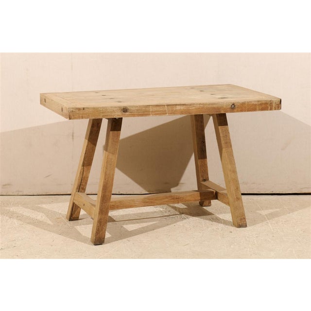 Rustic Wooden Workbench/ Table From Belgium | Chairish