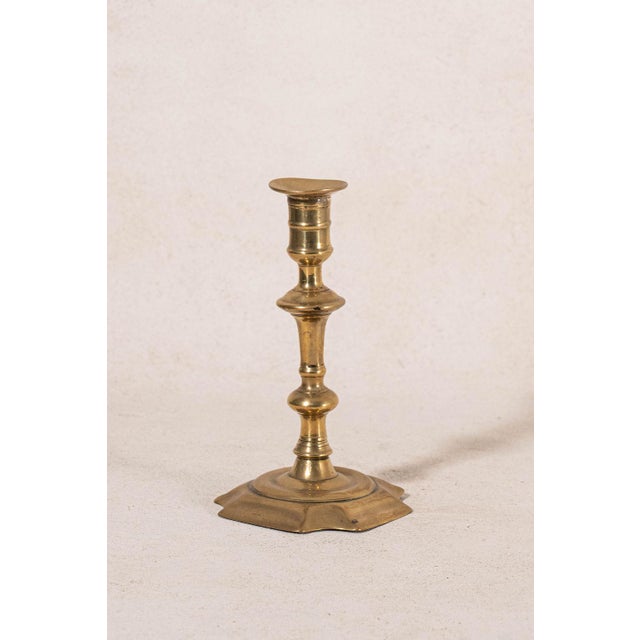 Pair of 19th Century Brass Candlesticks With Beveled Square Base