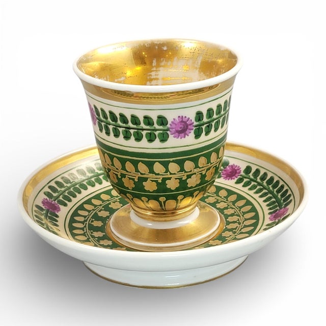 Ceramic Amtique Empire Porcelain Cup and Saucer, 1820, Set of 2 For Sale - Image 7 of 14