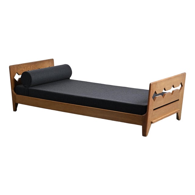 Vintage Oak Bed by René Gabriel, Lieuvin, 1948 For Sale