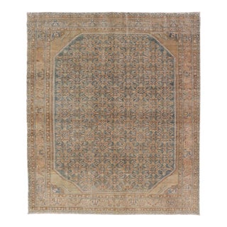 Antique Persian Lilihan Rug With Soft Blue Field and Allover Floral Design For Sale