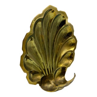 Vintage Brass Shell Wall Pocket Magazine & Letter Holder For Sale