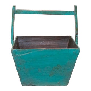 Old Coastal Blue Vegetable Basket For Sale