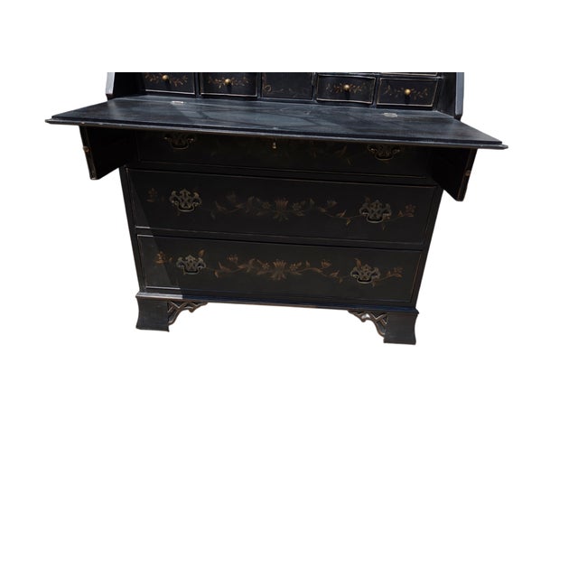 Ethan Allen 1990s Ethan Allen Newport Liliana Secretary Writing Desk Hutch Display Chinoiserie For Sale - Image 4 of 15