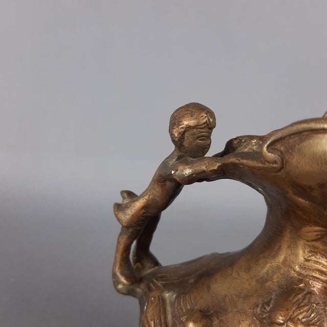 Antique Art Nouveau Bronze Jug Vase with Sculptural Putti in Relief, 1890s For Sale - Image 10 of 13