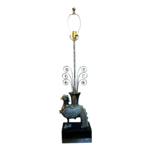 1950s William Billy Haines Chinese Bronze Style Hollywood Regency Rooster Lamp, Unmarked