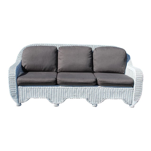 Henry Link Braided Wicker Rattan Sofa For Sale