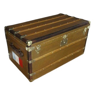 Vintage Trunk in Brown Canvas from Goyard, 1920s For Sale