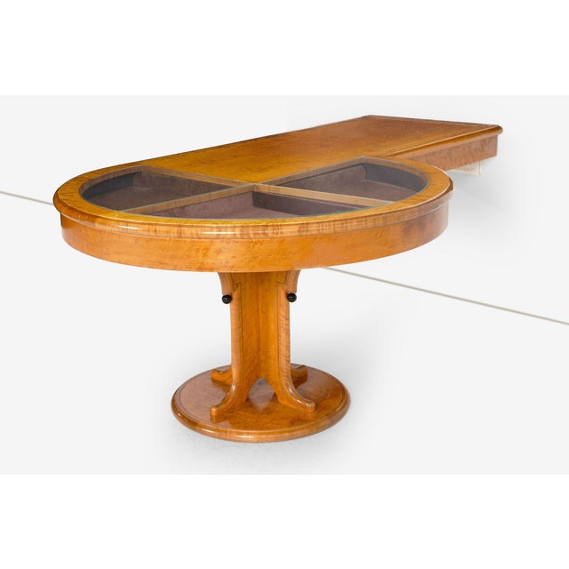 Michael Graves Unique Burl Maple Pedestal Vitrine Desk, 1990c. For Sale - Image 4 of 12