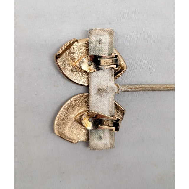 Metal Vintage 1950s Signed Napier Goldtone Faux-Aquamarine Clip Earrings-2 Pieces For Sale - Image 7 of 8