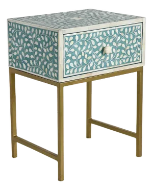 Bone Inlaid Bedside Table