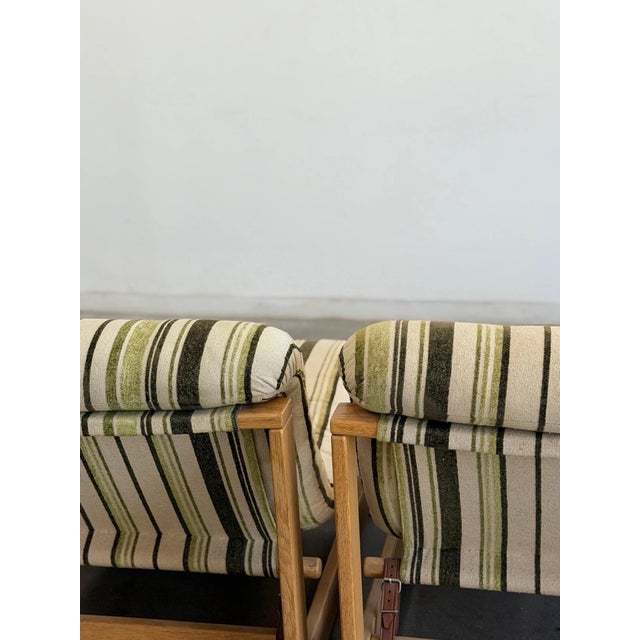 1970s Swedish Lounge Chairs in Striped Linen - Pair For Sale - Image 11 of 12