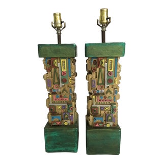Vintage Mid-Century Maximalist Plaster Lamps - A Pair For Sale