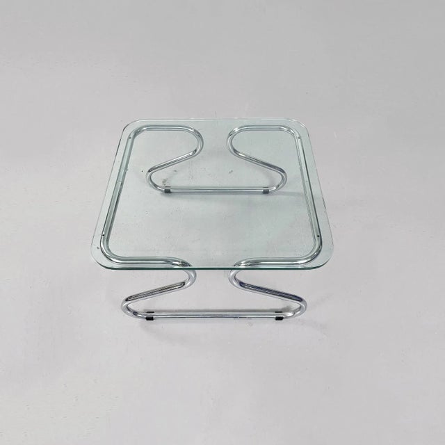 Mid-Century Italian Glass and Steel Coffee Table, 1970s For Sale - Image 4 of 10