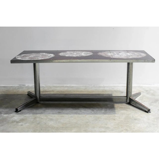 Silver Vintage Ceramic Table by Adri, Vallauris, 1970s For Sale - Image 8 of 8