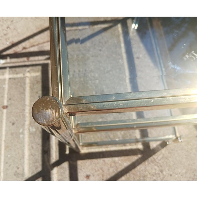 Vintage Brass and Lucite Glass Shelving Table For Sale - Image 11 of 14