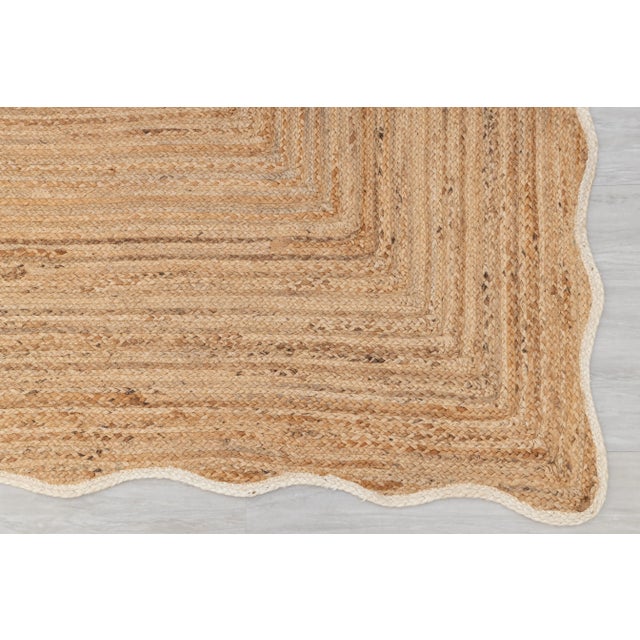 Textile White Wave Scallop Edge Jute Rug 5x8Ft. For Sale - Image 7 of 12