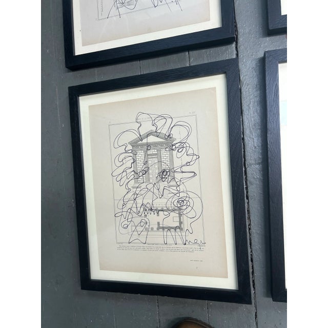Contemporary Four Original Wayne Cunningham Abstract Marker Drawings on Vintage Papers- Set of Four For Sale In Philadelphia - Image 6 of 6