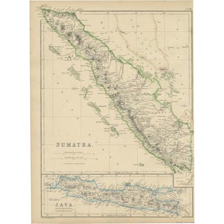 Antique Map of Sumatra by W. G. Blackie, 1859 For Sale