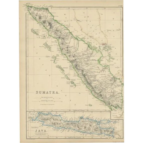 Antique Map of Sumatra by W. G. Blackie, 1859 For Sale