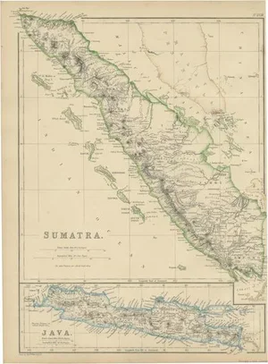 Antique Map of Sumatra by W. G. Blackie, 1859