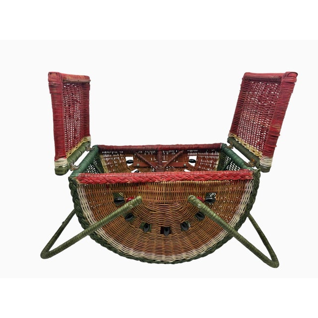 Mid 20th Century Vintage Boho Trompe L’Oeil Watermelon Wicker Picnic Basket. For Sale - Image 5 of 12