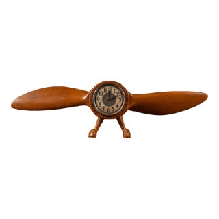 Vintage Figural Wooden Propellor Clock by Howard For Sale