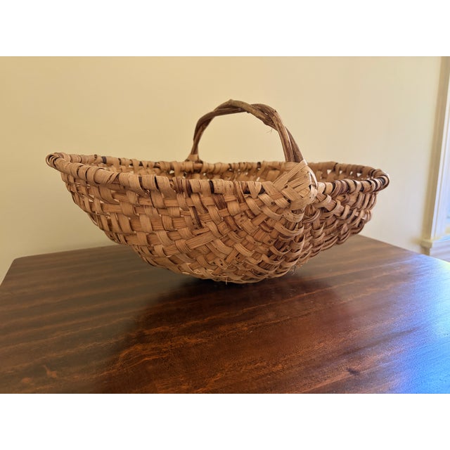 Early 20th Century Antique American Splint Oak Basket With Handled Form, Early 20th Century For Sale - Image 5 of 11