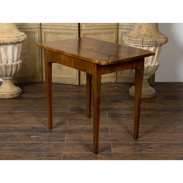 French 19th Century Walnut Side Table with Quarter Veneer and Single Drawer For Sale In Atlanta - Image 6 of 12