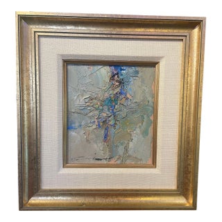 1980s Original Oil “Dance in Green Abstraction “ by Manuel Lopez Cia Beautiful For Sale