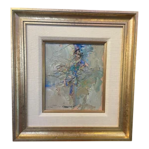 1980s Original Oil “Dance in Green Abstraction “ by Manuel Lopez Cia Beautiful