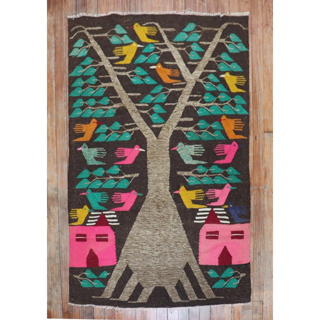 Textile Vintage Pictorial Kilim - 3'2" x 4'8" For Sale - Image 7 of 7