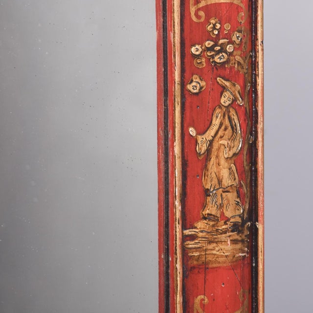 18th Century Georgian Chinoiserie Red Lacquer Wall Mirror – London 1741 For Sale - Image 5 of 10