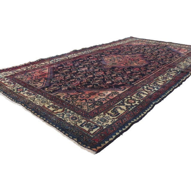 Tribal Early 20th Century Antique Persian Hamadan Rug, 04'05 X 08'03 For Sale - Image 3 of 11