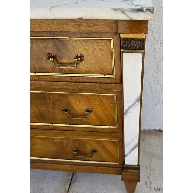 Mid Century Louis XVI Maison Jansen Style Marble Top Commode Dresser Sideboard For Sale In Miami - Image 6 of 15