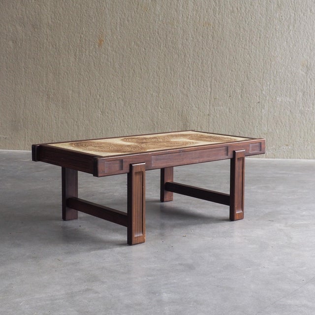 Brown Mid-Century Tiled Coffee Table by Jean Dasti, 1960s For Sale - Image 8 of 13
