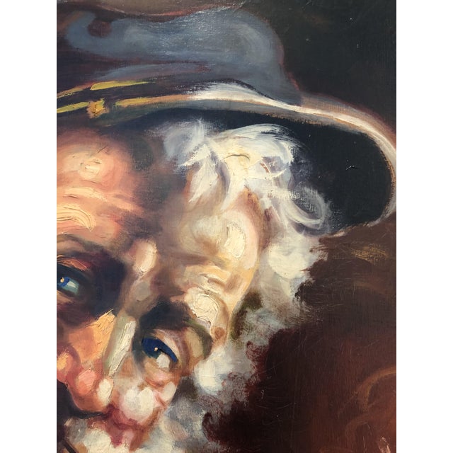 Beige Alberto Cecconi, Man with a Pipe, 1950s, Oil on Canvas, Framed For Sale - Image 8 of 13