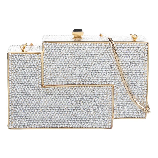 1985 Judith Leiber Crystal Tetris Minaudiere Evening Shoulder Clutch Handbag Vintage For Sale