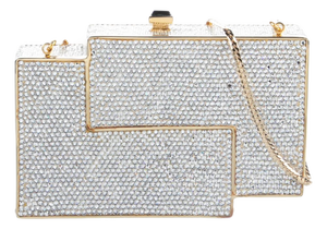 1985 Judith Leiber Crystal Tetris Minaudiere Evening Shoulder Clutch Handbag Vintage