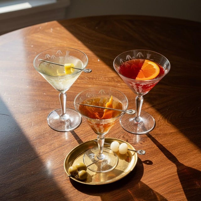 Mid 20th Century Mid 20th Century Mid Century Modern Sasaki Noritake Bamboo Etched Crystal Martini Cocktail Stemmed Glasses - Set 3 For Sale - Image 5 of 10