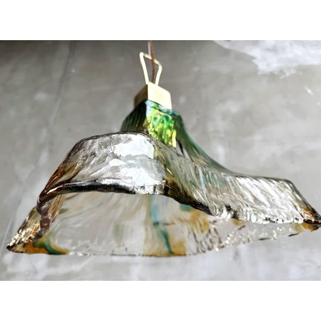 Gold Italian Murano Glass Pendant Light in the style of Mazzega, 1970s For Sale - Image 8 of 18