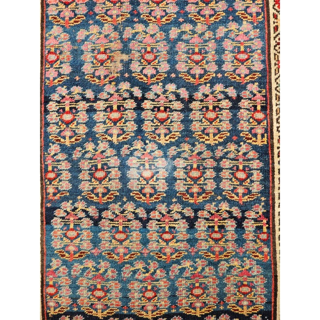 19th Century Persian Bidjar Runner, Hand-Knotted Wool, Allover Paisley Pattern, Blue & Red, 3x9 For Sale - Image 9 of 14