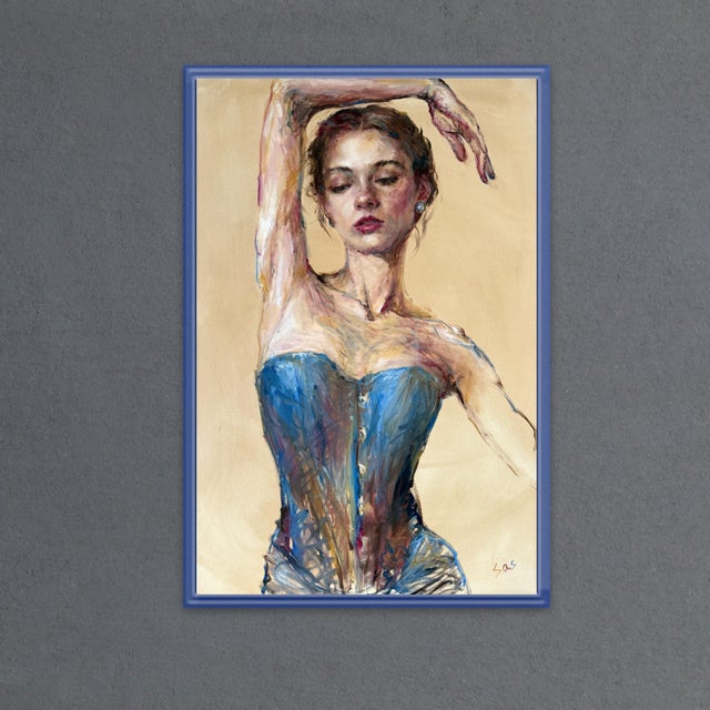 Blue Artist Liubou Sas “Between Breaths” Modern Original Painting For Sale - Image 8 of 10