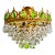 Vintage Emerald Green & Clear Crystal Crown Flush Mount Chandelier – 3 Light For Sale